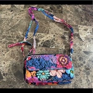 Vera Bradley Floral Fiesta  Wallet Wristlet with crossbody strap Retired